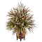 2.5ft. Red & Green Autumn Grass Arrangement in Woven Vase